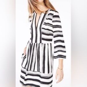 BCBG “Annora” black and white striped short dress